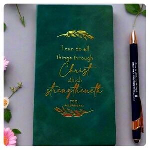 Inspirational Journal and Pen Set - Religious Gift - Philippians 4:13